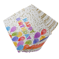 Serviettes de table 3 plis colorées et vives avec motif gâteau et ballons Joyeux Anniversaire pour fournitures de fête d'enfants amusantes