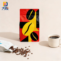 Emballage alimentaire personnalisé en aluminium, sachet debout à huit côtés, fermeture éclair en plastique, fond plat, sachet à café avec valve