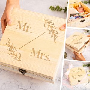 Boîte de souvenirs en bois avec couvercle Boîte de rangement en bois avec bord en dentelle, parfaite pour les couples, douche nuptiale d'anniversaire de mariage, cadeaux - Product Image 5