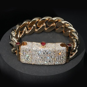 Bracelet en argent sterling 925 avec mosaïque personnalisée, fermoir serti de moissanite VVS, haute scintillation, maillons cubains - Product Image 1