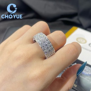 Factory <b>925</b> Sterling <b>Silver</b> Custom 3 Rows VVS Moissanite <b>Ring</b> Ice Out Eternity Band Hip Hop for Men Pass Diamond Tester GRA - Product Image 5