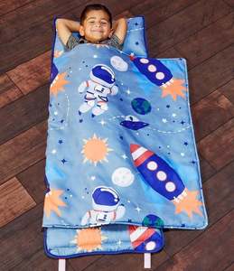 Sac de couchage pour garderie violet avec oreiller et couverture, tapis de sieste pour tout-petits, enfants d'âge préscolaire - Product Image 2