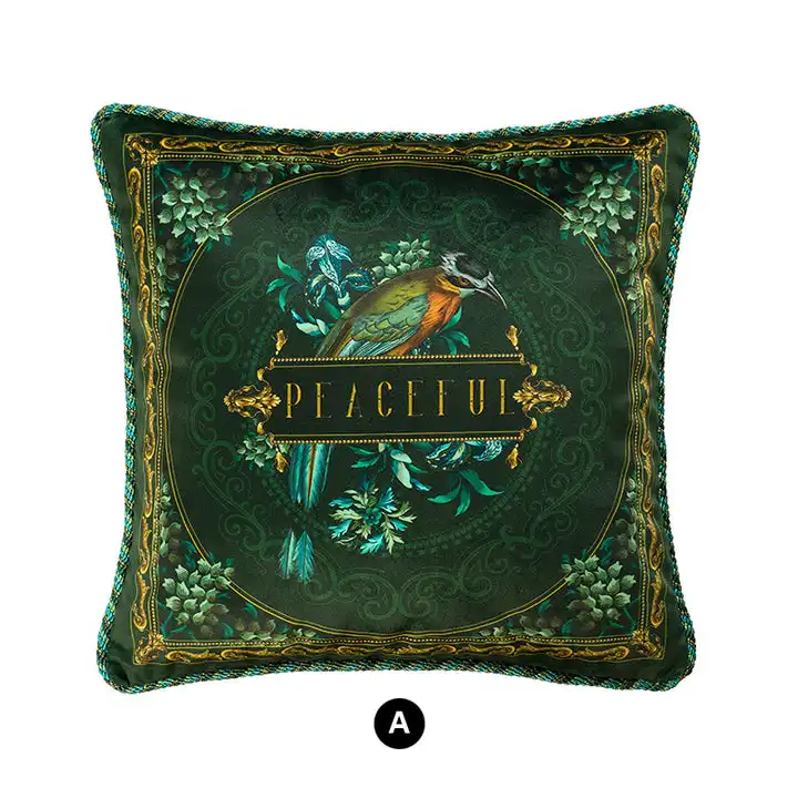 Velvet Cushion Cover Victorian Style Series Decorative Pillowcase Home Throw Pillow for Sofa Chair Couch Green