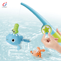 Chengji bak mandi mengambang mainan Shower memancing kreatif interaktif menarik desain kartun bak mandi hewan tongkat pancing mainan
