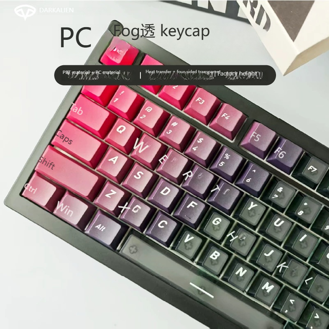 Thermal Sublimation PC Fog Transparent Gradient Keycaps, Customized Dye-Sub PBT Keycap Set for MX Switch Mechanical Keyboard