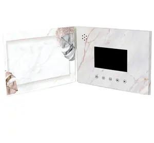 Personalizado mini 7 pulgadas TFT LCD pantalla publicidad video libro Tarjeta folleto con bolsillo para boda