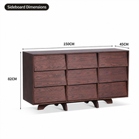 Buffet Rétro Moderne en Bois de Frêne Naturel avec Portes à Texture en Relief, Meuble de Rangement de Luxe pour Salon