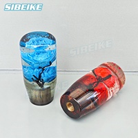 Grosir bunga mawar tombol Shift Manual akrilik bawah air bunga Glitter gigi Shift Knob 10CM