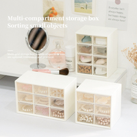 Organisateur de Bureau et Maison avec 6/8/9 Compartiments, Boîte de Rangement de Bureau en Plastique PS Transparent avec Tiroirs Rectangulaires pour Bijoux, Maquillage, Papeterie