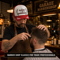 Topi Trucker Snapback OEM Classic Barbershop dengan Bordir Laurel Wreath, Bagian Depan Busa, Bernapas