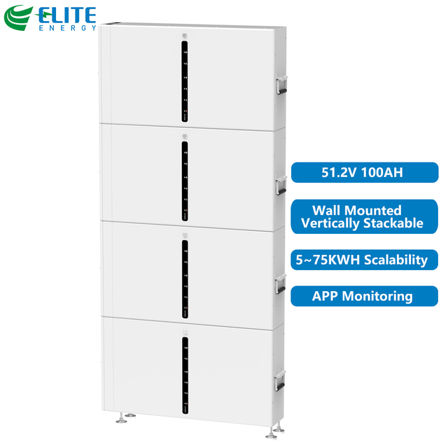 ELITE Lithium Ion Phosphate Battery  5.12V 48V 100Ah Wall Solar Power System Stackable Home Energy Storage LiFePO4 Batteries