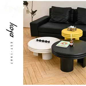 Japanese Solid Wood Round Mdf With Matt Lacquer Ash Wood Base Veneer Coffee Table Home Living Room Art Design Low Tea Table