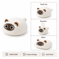 Peluche personnalisée chat siamois, adorable personnage de dessin animé, coussin en peluche pour canapé, oreiller rembourré pour cadeau de vacances, faible MOQ, OEM, ODM