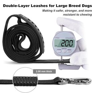 Correa de perro de servicio pesado Correa de perro de doble ASA reflectante de doble cara-Engrosamiento de doble capa, diseño de seguridad bloqueable - Product Image 4