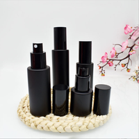 Flacon pulvérisateur en verre noir mat avec bouchon pour crème visage, capacités 30ml/50ml/60ml, impression sérigraphique
