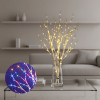 Branches de bouleaux lumineuses imperméables avec commande par bouton-poussoir, lumières LED multicolores flexibles, guirlandes lumineuses féériques de 30 pouces, décoration intérieure de Noël