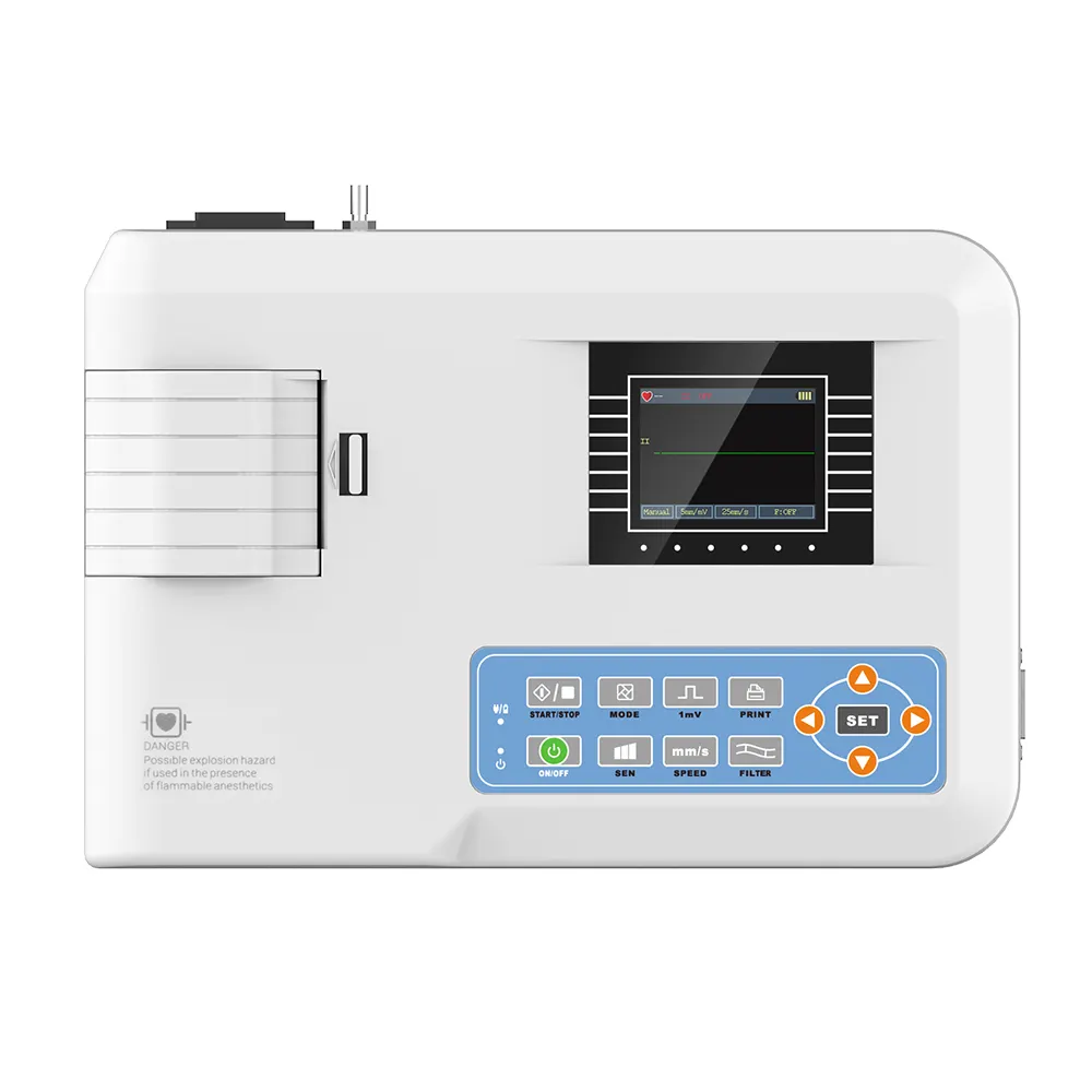 पोर्टेबल डिजिटल एकल चैनल ईसीजी ईकेजी मशीन + प्रिंटर, CONTEC सीई के साथ Electrocardiograph