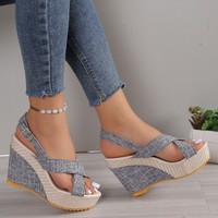 Sandalias de Plataforma con Tacón de Cuña para Mujer, Zapatos Casuales de Verano
