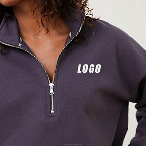Custom OEM High Quality Half <strong>Zip</strong> Pullover 100% Cotton Fleece Sweatshirt Sport Oversized Golf <strong>Quarter</strong> <strong>Zip</strong> <strong>Jumper</strong> for Women - Product Image 4