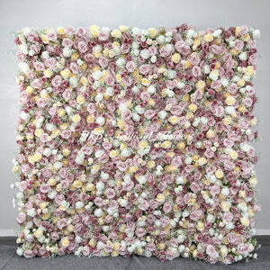 Fondo de pared de flores de seda enrollable 8x8 de alta calidad Combo fondo de pared de flores rosas artificiales decoración de boda - Product Image 1