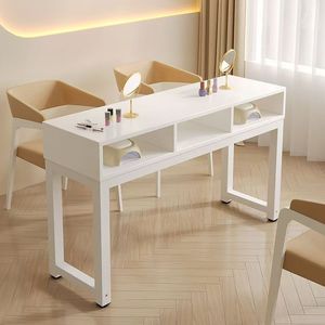 Hot Sale 3 Person Japanese Style Nail Desk Wooden Double Layer Minimalist Nail Salon <b>Table</b> With Storage - Product Image 3