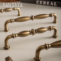 Poignées en laiton massif Santaya, style antique, pour meubles de luxe, boutons de tiroir à trou unique, poignée de porte d'armoire en laiton