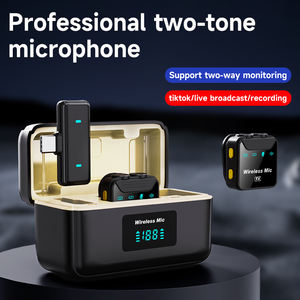 Mini microphone d'entretien portable Lot de 2 microphones lavaliers sans fil Dispositif de diffusion en direct pour <span class=keywords><strong>facebook</strong></span> Tiktok et YouTube - Product Image 2