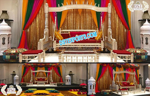 Juego de columpio de escenario Nikah musulmán, el último juego de columpio de boda tallado en madera, Columpio de escenario Sangeet de boda india/Jhula USA DST Exports - Product Image 4