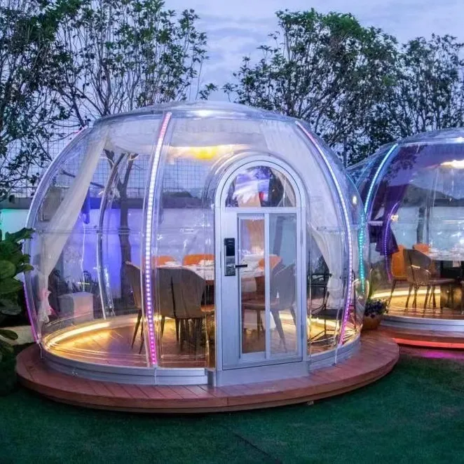 Tenda Glamping a cupola geodetica di lusso per esterni con tenda gonfiabile Bubble Lodge