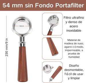 Portafiltro Cuadrado Negro de 51/54/58 mm sin Fondo, 2/3 Orejas, Clásico, Popular, Ecológico, de Madera, con Logotipo Personalizado, para Café Espresso - Product Image 2