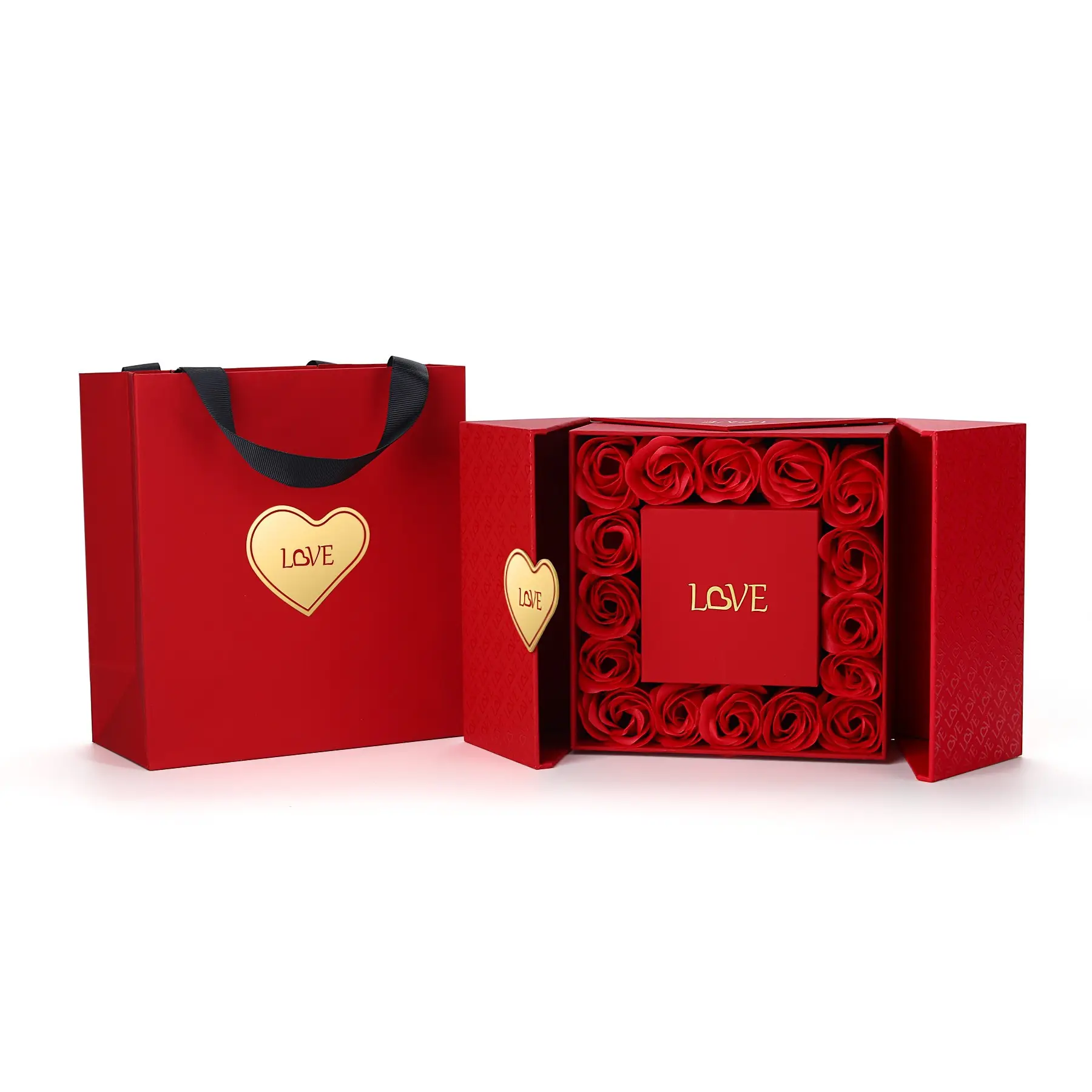 Kotak penyimpanan kotak bunga pernikahan hati mewah buket pita laci dan kotak display perhiasan
