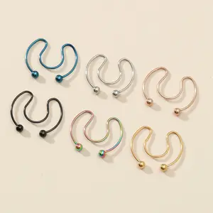 HOVANCI 3 Unique Design Horseshoe Ring India Nose Ring Wholesale Women Pierced Thread Earrings Cartilage Body Nose Ring Jewelry