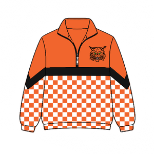 Veste de survêtement homme XY0622 personnalisée à col montant et demi-zip, motif damier, coupe-vent sport à blocs de couleur et patchwork - Product Image 3