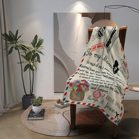 Couverture en flanelle polaire épaisse et respirante, personnalisée avec message d'amour et enveloppe lettre, pour ma fille, mon fils, ma femme