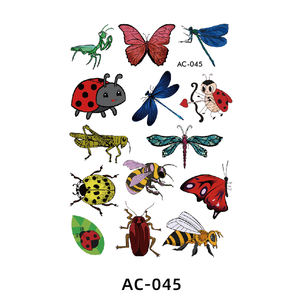 Dibujos animados niños impermeable cuerpo arte tatuaje pegatina mariquita insectos oruga libélula colorido tatuaje temporal pegatinas para niños - Product Image 4