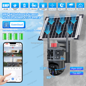 Telecamera di Sorveglianza IP CCTV Wireless a Energia Solare Hongnaer, Telecamera di Sicurezza Esterna Dual Lens 8MP 4K con Scheda SIM 4G e Energia Solare - Product Image 2