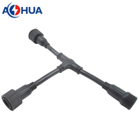 Conector de Cable Tipo T Impermeable IP68 de 3 Pines AOHUA M12, 5A 300V, Divisor de Energía Macho-Hembra para Letreros LED, Túneles y Exteriores