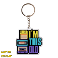 Llavero Retro de los 80s y 90s, Diseño Vintage con Disco Flexible, Casete VHS