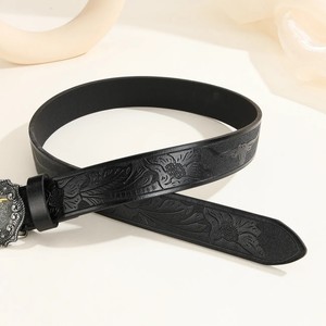 Sabuk Distinctive dengan Gesper Plat Baja Perak Antik Berlapis Denim Barat Baru, Lebar 3.8cm, Cetak Transfer Panas, Panjang Dapat Disesuaikan - Product Image 6