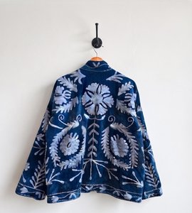 Handmade Suzani <b>Velvet</b> Bomber Jacket for <b>Women</b> Boho Chic Embroidered Winter Breathable Cotton Lining Outerwear OEM ODM Private - Product Image 3