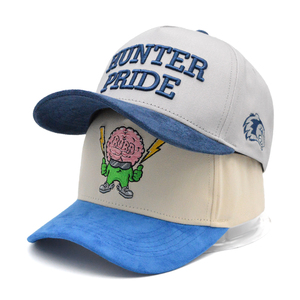 Casquettes de baseball ajustées en suède personnalisées avec logo brodé en deux tons et lettres brodées en 3D en pur coton - Product Image 1