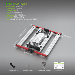 AGLEX 240W interior espectro completo luz roja lejana para plantas de flores vegetales LM281B cuerpo de aluminio IP65 floración crecimiento de plantas - Product Image 6