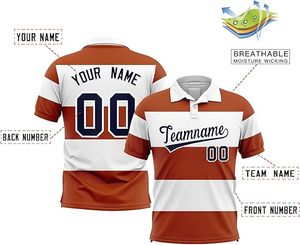 Chemises polo rayées personnalisées en sublimation pour hommes, vêtements d'équipe, séchage rapide, respirant, maillot d'entraînement, conception OEM, personnalisez votre propre logo, nom de l'équipe - Product Image 3