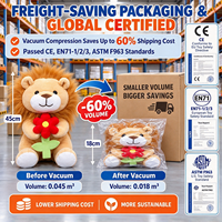 Boneka Singa Bunga Lembut 15 Inch, Mainan Hewan Isi Dakron, Memegang Buket, Hadiah Mesin Arcade Pusat Perbelanjaan, Stok Langsung Pabrik
