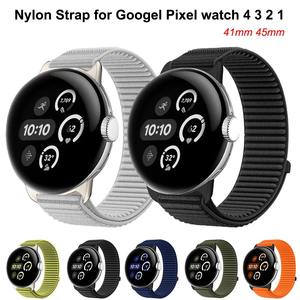 ShanHai tali jam tangan nilon, untuk Google Pixel Watch4 <span class=keywords><strong>3</strong></span> <span class=keywords><strong>2</strong></span> 1 41mm 45mm gelang sabuk nilon Correa untuk jam piksel - Product Image 1