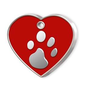 Placa de Identificación para Mascotas con Diseño de Corazón Rojo Grande y Huella de Pata para Perros y Gatos - Product Image 1