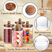 Bocaux de rangement en verre avec couvercles en bois d'acacia, récipients hermétiques en borosilicate, plusieurs tailles, contenants de garde-manger pour grains de café