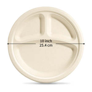 2024 biodegradable mía bã mía Takeaway tấm bộ đồ ăn thân thiện với môi trường 3 ngăn hộp tròn bã mía bao bì - Product Image 1