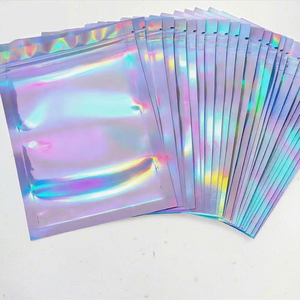 Maßgefertigte Aluminiumfolie Transparente Holographische Reißverschlusstasche Wiederverschließbare Geruchsdichte PET-Lebensmittelverpackung Mylar Kleine Ziplock-Beutel für Pulver - Product Image 3