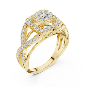 Bague en or et diamants pour femme, look élégant et brillant, parfaite pour les mariages, les fiançailles, le port quotidien et comme cadeau spécial. - Product Image 2